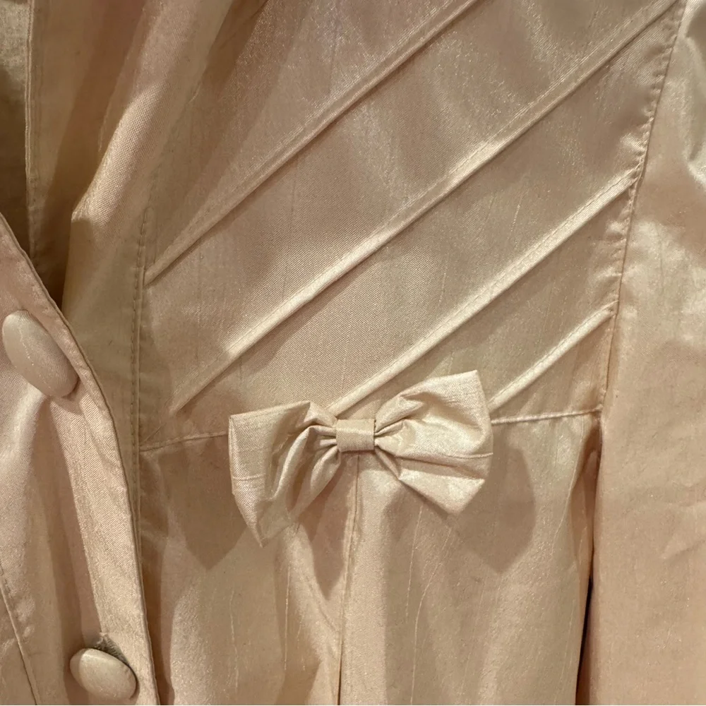 Vintage Rothschild Spring Rain Dress Coat Yellow Oyster Pleats Bow 8 Detach Hood